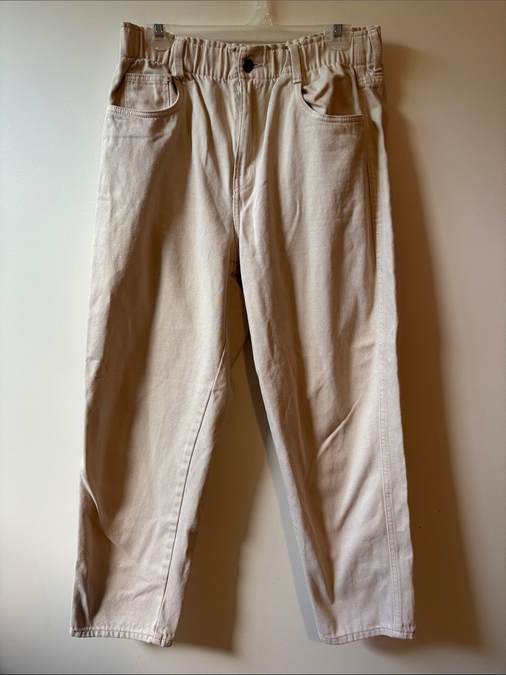 H&M Casual High-Waist Beige Cotton Pants